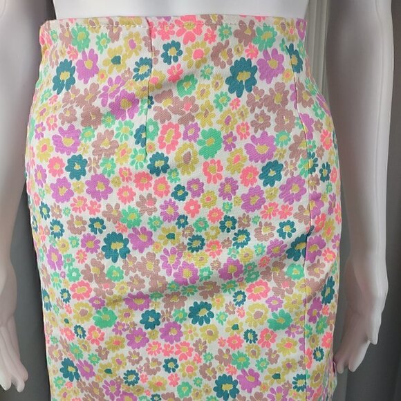 Wild Fable Neon Flower Stretchy Denim Like Material, Back Zip, Skirt Sz 16 (NWT) - Picture 2 of 11